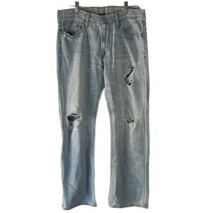 American Eagle Men's Size 32/30 Distressed Light Wash Original Bootcut Jeans